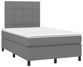 Letto a molle materasso e led grigio scuro 120x190cm in tessuto