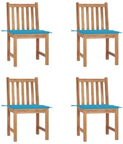 Sedie da giardino 4 pz con cuscini in legno massello di teak