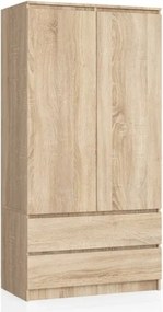 Armadio Guardaroba 2 Ante 2 Cassetti 90x50x180 Artika Rovere Sonoma