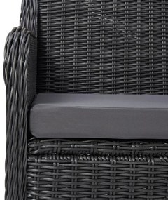 Set da Pranzo da Giardino 9 pz in Polyrattan Nero