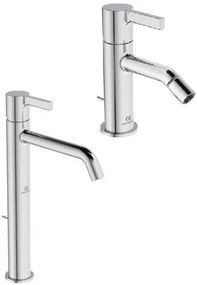 Ideal standard joy coppia miscelatori monocomando bidet e lavabo alto da appoggio con asta cromo-BC784AA+BC781AA