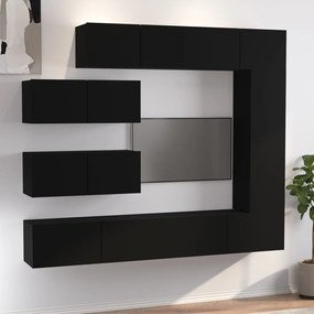 Set Di Mobili Porta Tv 7 Pz Nero İn Legno Multistrato /