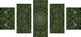 Quadri 5 pezzi – Mandala decorativa dettagliata in verde