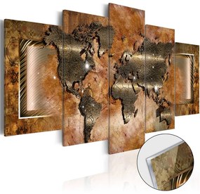 Quadri su vetro acrilico  Steel Map [Glass]  Colore Oro, Dimensioni e Misure 100x50