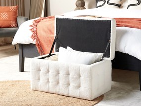 Pouf ottomano con contenitore bouclè bianco MICHIGAN Beliani