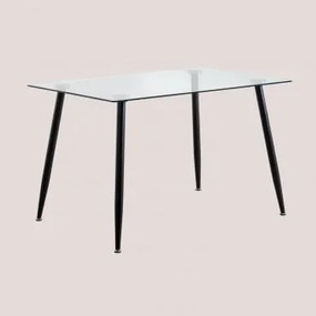 Tavolo da pranzo rettangolare in acciaio e vetro (120x80 cm) Lahs - Sklum