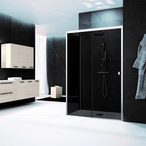 Box doccia con ingresso frontale L 100 x H 200 cm, in vetro fumé profilo cromato Glam