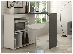 Mobile bar girevole Bianco e Calcestruzzo - SATURNE