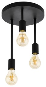 Plafoniera bagno e garage moderno Wilmcote Ø 28 cm nero IP20, 3XE27