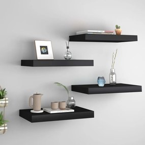 Scaffali A Parete 4 Pz Neri 40x23x3,8 Cm İn Mdf /