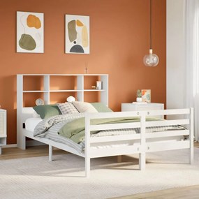 Letto libreria senza materasso bianco 140x190 cm legno di pino
