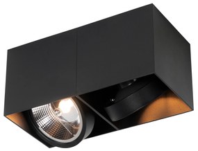 Design spot nero rettangolare AR111 2 luci - Box