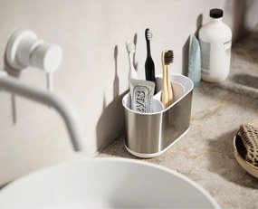 Portaspazzolino verticale argentato in acciaio inox Duo Steel – Joseph Joseph