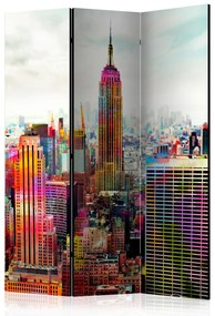 Paravento design Colori di New York City (3 parti) - architettura di New York City