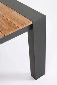 Tavolo Da Esterno In Alluminio Piano In Teak Allungabile 110x253/384 Cm Cameron Antracite Bizzotto