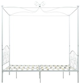 Letto a baldacchino bianco in metallo 120x200 cm