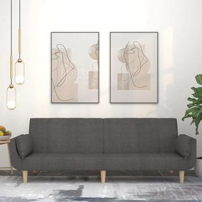 Divano Letto A 2 Posti Con 2 Cuscini Grigio Scuro İn Tessuto /