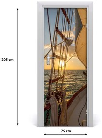 Poster adesivo per porta Yacht in mare 75x205 cm