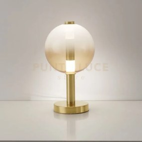 Lampada da tavolo aurora, oro satinato con vetro ambra, 10w 850lm 3...