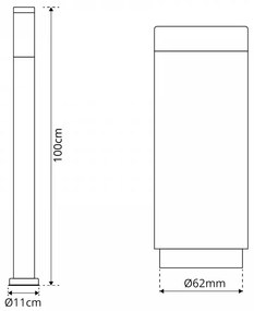 Paletto da Giardino 100cm, acciaio inox BIANCO, IK06, IP54, base E27 Base E27