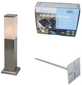 Lampada da esterno in acciaio 45 cm IP44 - Malios con picchetto da terra e pressacavo