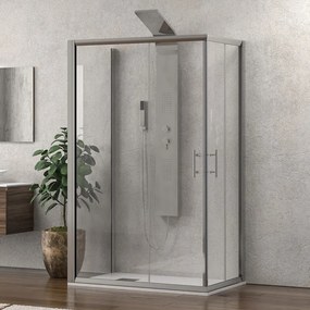 Box doccia tre lati 70x70x70 doppio scorrevole vetro trasparente anticalcare KF1000 - KAMALU