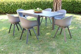 JERRI - set tavolo in alluminio cm 90/180 x 90 x 75 h con 6 poltrone Jessie