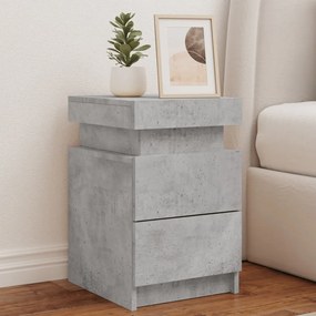 Comodini Con Luci Led 2pz Grigio Cemento 35x39x55 Cm /
