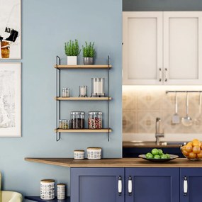 Scaffale a castello in rovere decorato in colore naturale 40 cm Pulalis - Kalune Design