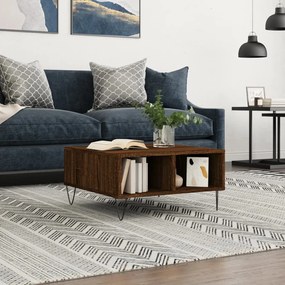 Tavolino Da Salotto Rovere Marrone 60x60x30cm Legno Multistrato /