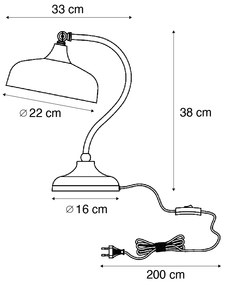 Lampada da tavolo classica bronzo con vetro opale arancione - Clerk