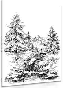 Quadro su tela – Paesaggio fiabesco in bianco e nero