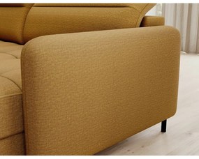 Divano angolare giallo allungabile/con contenitore (con penisola a sinistra/a U) e rivestimento in velluto Berrto – ELTAP