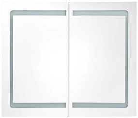 Armadietto bagno con specchio e led 80x12,2x68 cm