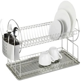 WENKO 2329100 - Scolapiatti DUO 21x33 cm in acciaio inox/argento