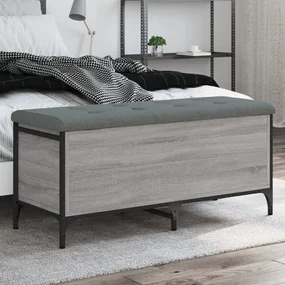 Panca Portaoggetti Grigio Sonoma 102x42x45 Cm Legno Multistrato /
