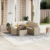 Set Divano da Giardino 6 pz con Cuscini Beige in Polyrattan 3272633