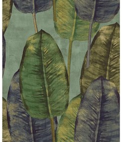 Carta da parati Tahiti Rubbertree  blu, 53 cm x 10 m