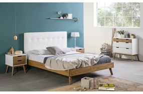 Comodino bianco e marrone in legno di pino massiccio Baku - Marckeric