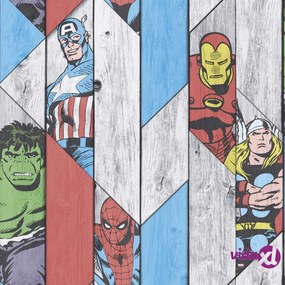 Noordwand Kids at Home Carta da Parati Marvel Wood Grigio 102435