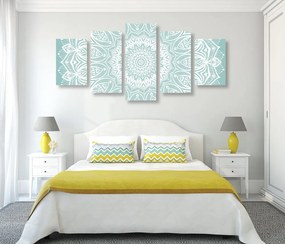 Quadri 5 pezzi – Mandala armonia su sfondo blu