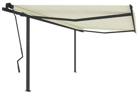 Tenda da Sole Retrattile Manuale con Pali 4,5x3,5 m Crema