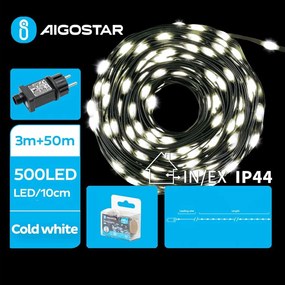 Aigostar - Catena luminosa LED per esterni 500xLED/8 funzioni 53m IP44 bianco freddo