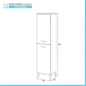 Colonna bagno a terra 150 H bianco con due ante Martha