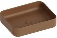 Lavabo d'appoggio rettangolare in ceramica da 50x40 cm marrone - Serie Nature cod 82207