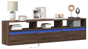 Mobile Tv A Parete Con Led Rovere Marrone 180x31x45 Cm /