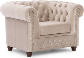 Poltrona chesterfield beige con rivestimento in velluto York Blik – Ropez