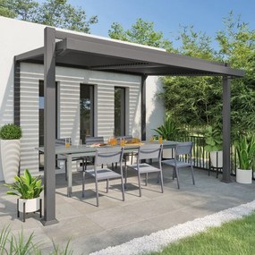 Pergola addossata Odyssea in alluminio struttura grigio antracite L 380 x P 319 x H 267 cm