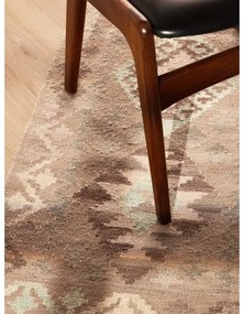 Passatoia azzurra/beige in lana reversibile/tessuta a mano 60x190 cm Kamal Dune – Nouristan