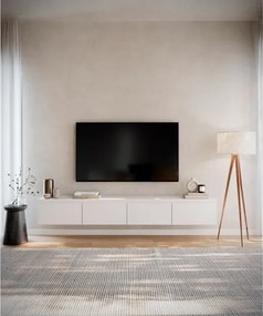 Mobile TV Sospeso 200 cm 4 Ante A Ribalta Bianco Opaco Lume
